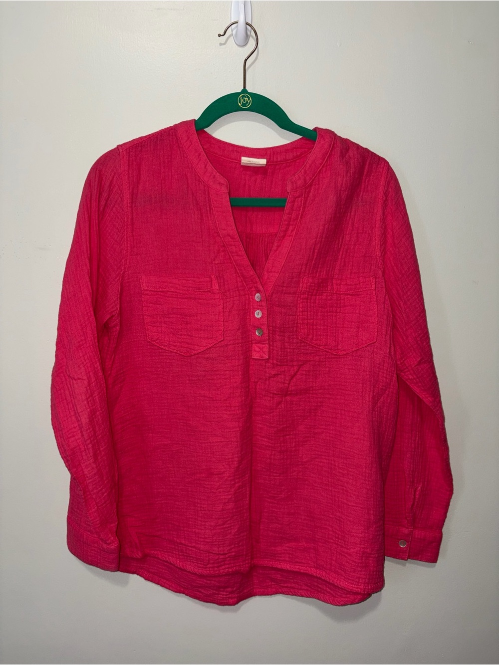 Mote Bright Pink Split-Neck Tunic Top
